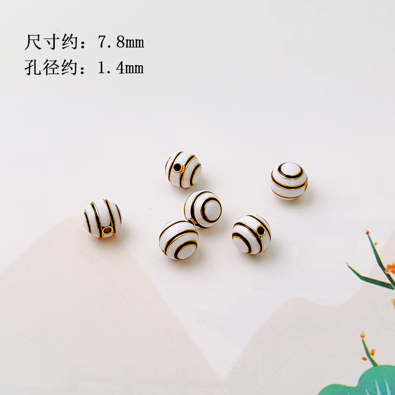 S925 Silver Gold-Plated Agarwood Burnt Blue Spacer Beads Dzi Beads Accessories Bracelet DIY Handmade Semi-Finished Accessories