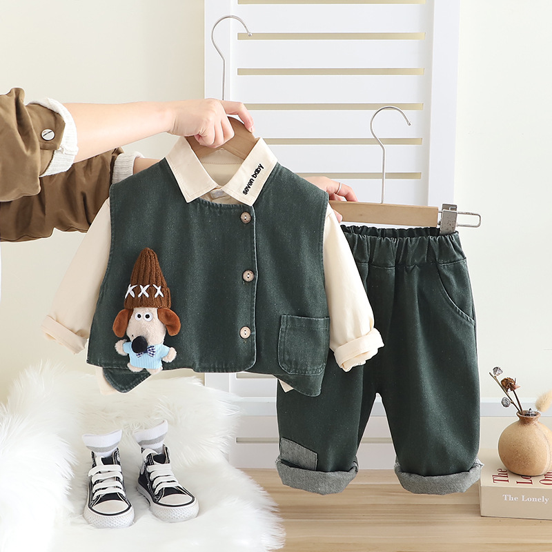 子供の春の服の男の子のスーツの洋気の赤ちゃんの子供服の3つのセットの春の秋の赤ちゃんの子供服のファッション