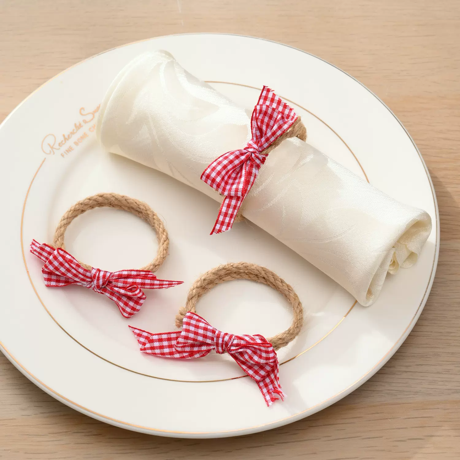 新款蝴蝶结餐巾环餐巾扣麻绳纯手工编织口布环厂家直销酒店摆台