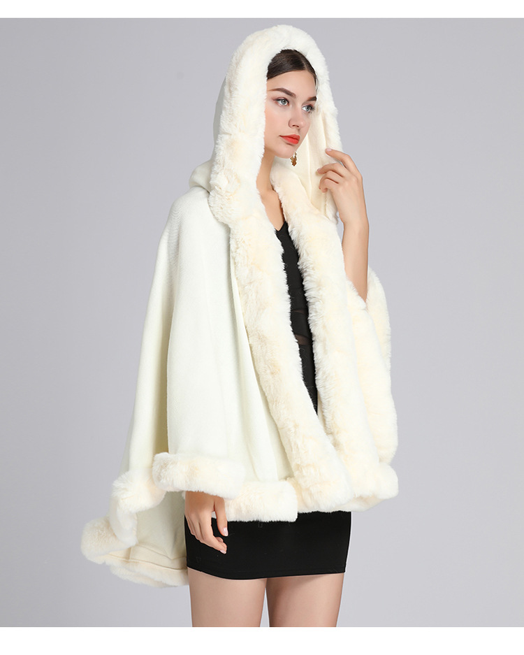 Wollkragen mit Kapuze Cape Cape Übergröße lockerer Capemantel Damen_voghion.com