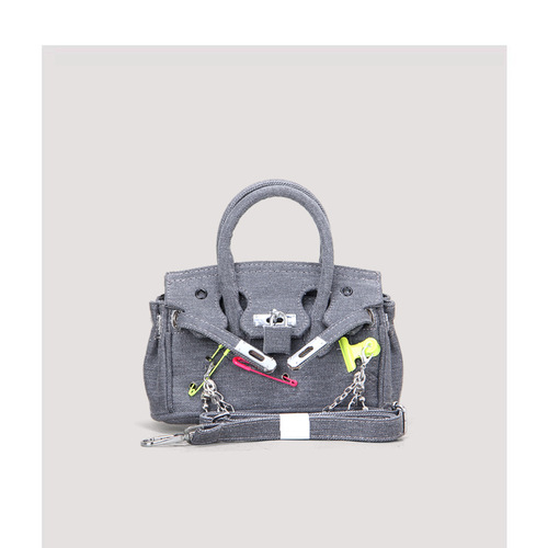 Spoof pin buckle retro old rag beggar canvas bag 2024 new platinum Kelly bag hand-held crossbody bag