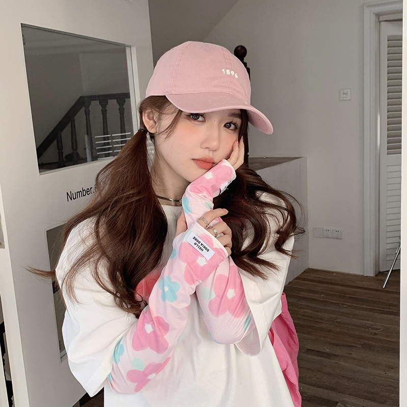 Verano protección solar hielo seda hielo manga mujer estilo coreano verano al aire libre Linda pequeña flor brazo protección UV protección hielo manga