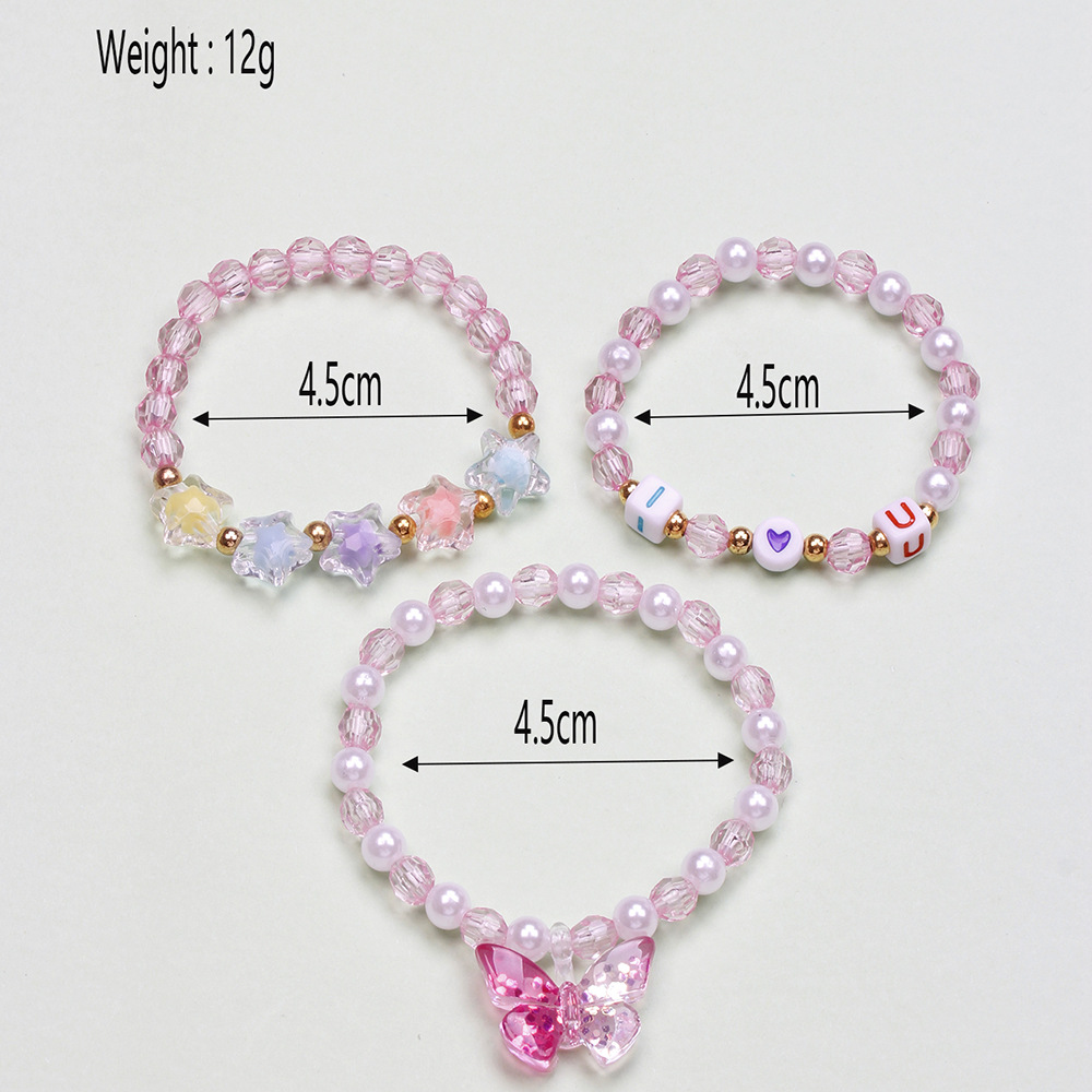Simple Style Heart Shape Flower Plastic Beaded Girl's Bracelets display picture 44
