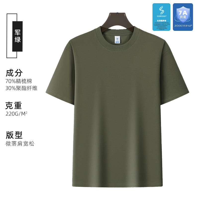 Camiseta Cultural de Manga Corta Antibacteriana Sorona 7A con Estampados y Bordados, Cuello Redondo, Ropa de Trabajo, Impresión de Logotipo Personalizado