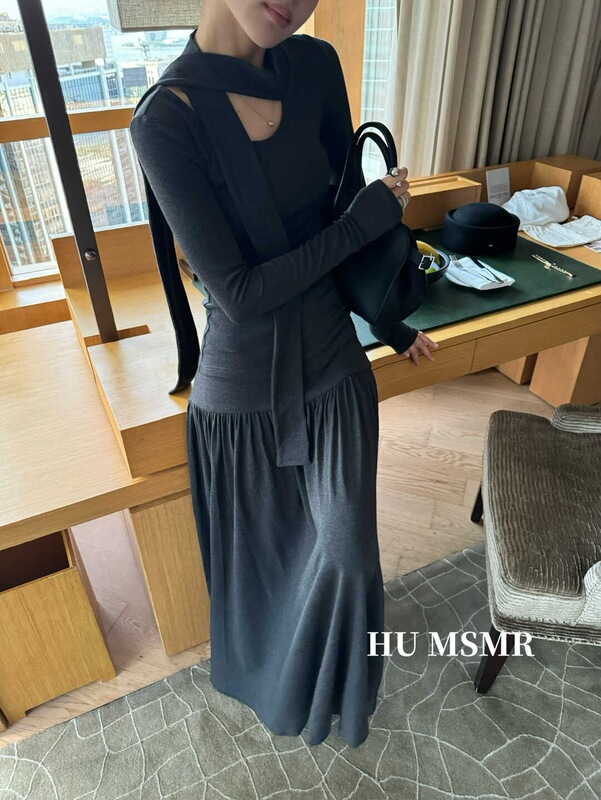广州十三行HUMSMR秋上新简约优雅围脖设计修身长袖打底衫R015|undefined