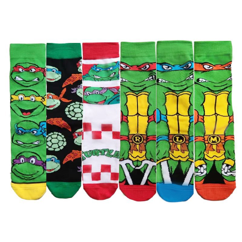 Foreign trade leisure four seasons animation wholesale cotton men's tide socks men's socks Ninja Turtles Amazon female manufacturers in the tube socks