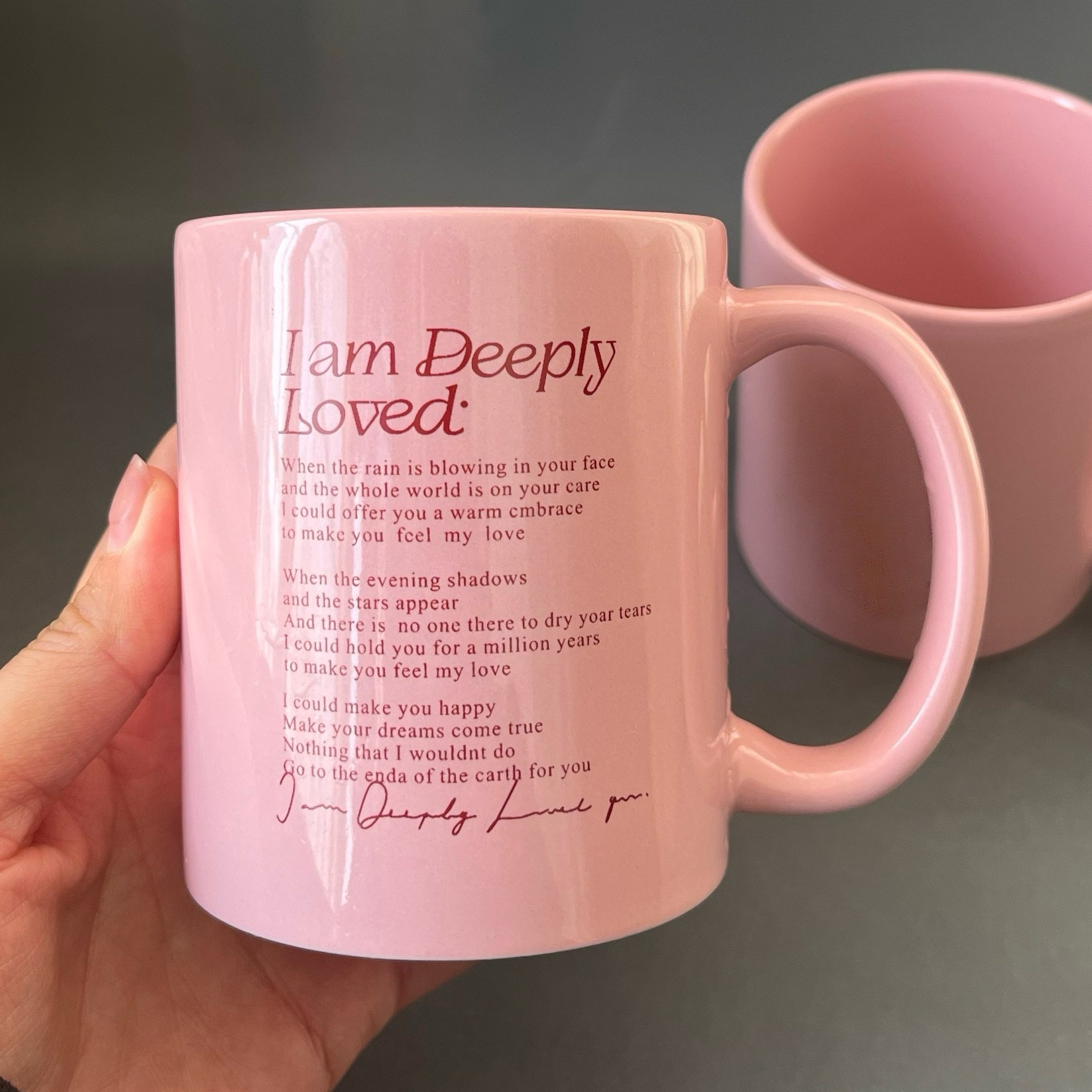 Original rosa de alto aspecto taza desayuno leche taza de café regalo de boda taza de agua de cerámica patrón impreso