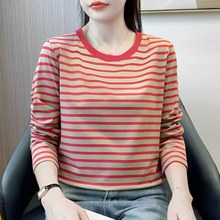 2025年秋季圆领中年妈妈纯棉宽松内搭打底衫女式t恤长袖早春上衣