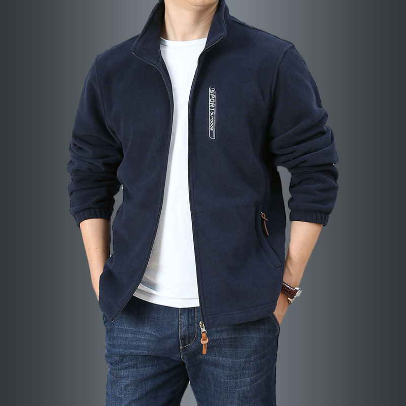Men's Large Size Loose Fleece Sports Jacket Spring and Autumn Polar Fleece Sweatshirt Top 9819 Versatile Casual Sports