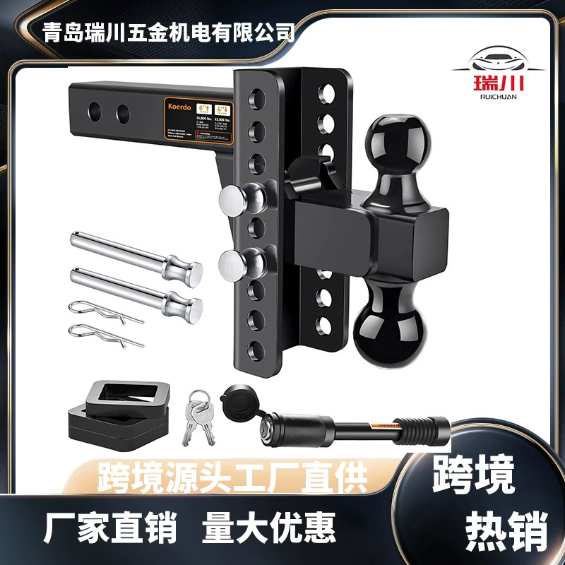 6-дюймовый регулируемый фаркоп для прицепа — с приемником 2,5 дюйма, шариком 2 дюйма и 2-5/16 дюйма, 22000 фунтов, с противоугонным штифтом