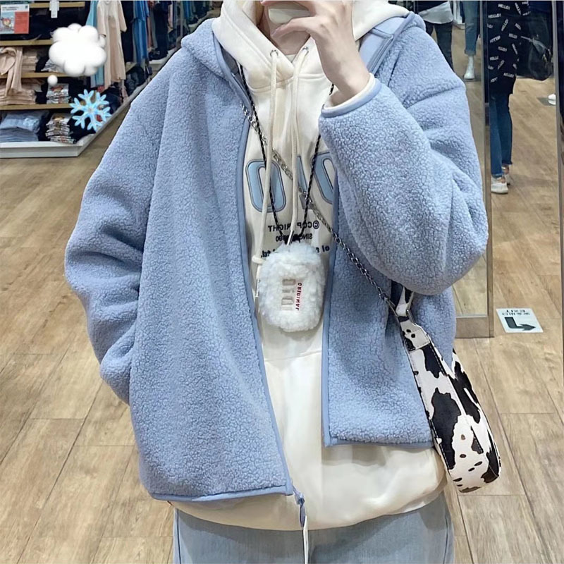 Japanese single imitation lamb fleece fleece hooded coat women's zipper cardigan warm jacket autumn and winter 430644 Japanese single imitation lamb fleece fleece hooded coat women's zipper cardigan warm jacket autumn and winter 430644