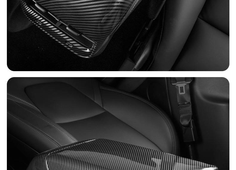 Tesla Model 3/Y Armrest Box Cover Carbon Fiber Pattern Protective Cover Center Console Interior Accessories 2022 Old Model