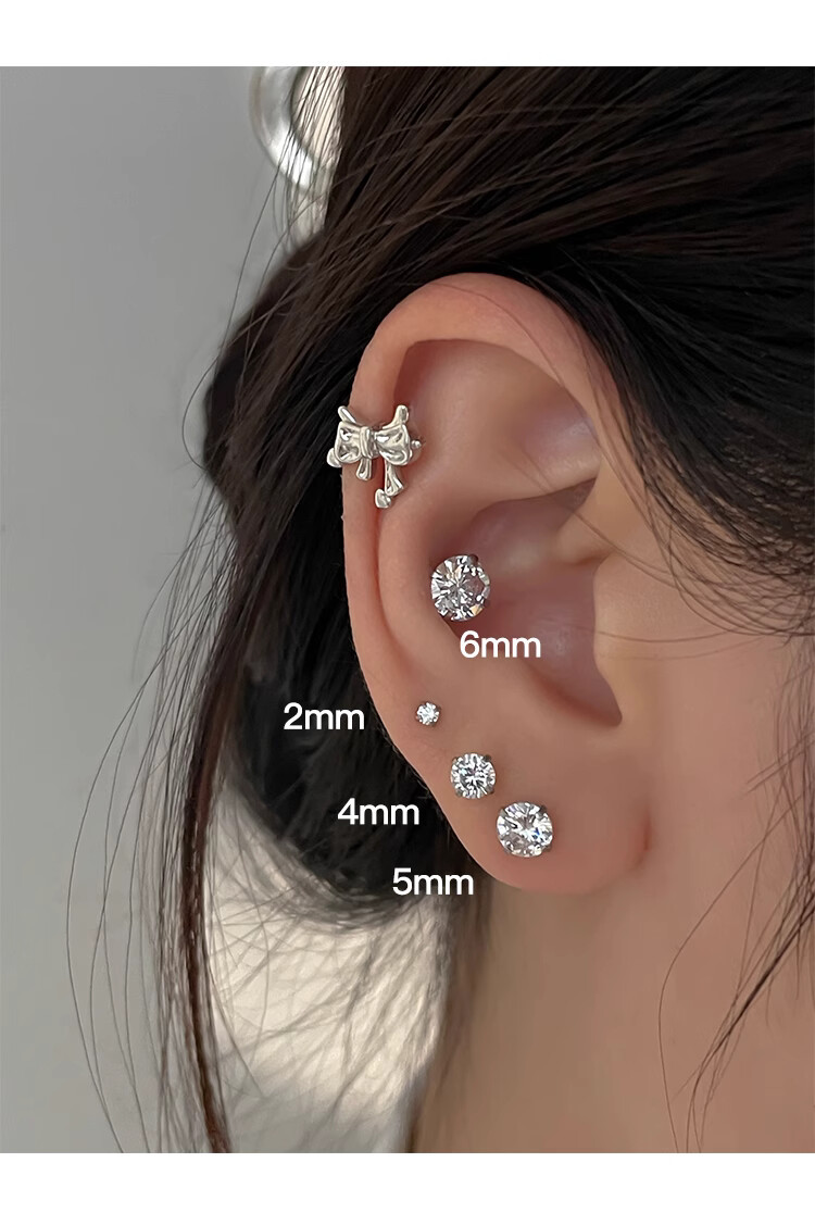 2025 New Flash Titanium Alloy CZ Diamond Huazi Ear Bone Nails Cartilage Earrings for Women Surgical Steel detail image 7