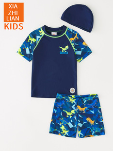 Foreign Trade Children's Swimsuit Boys Split Short-sleeved Sunscreen Medium and Large Children's Swim Trunks Boys Baby Children's Surfer Clothes Quick-drying