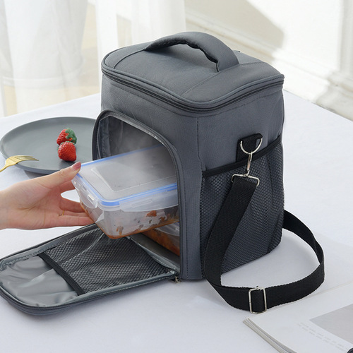 Lunch box handbag thermal bag aluminum foil thickened thermal bag lunch box bag with lunch bag shoulder strap hand carry Amazon cross-border