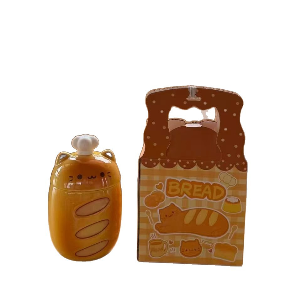 Personalidad creativa pan de dibujos animados gato taza regalo de mano encantadora taza de café de oficina taza de cerámica