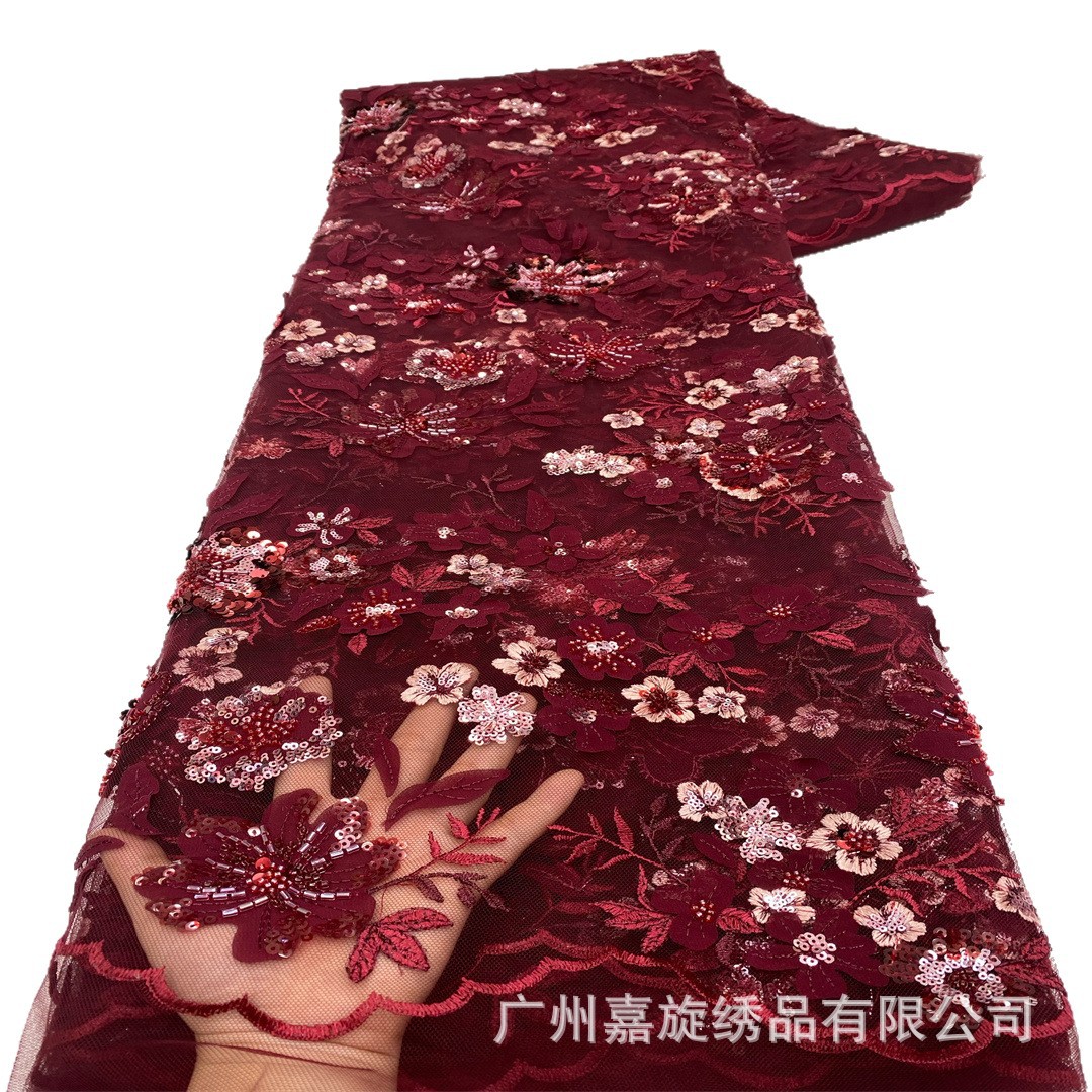 Tela multicolor con bordado láser para Hanfu y Qipao, con patrones florales, lentejuelas, encaje, para vestidos de fiesta y pasarela, tela para ropa infantil.