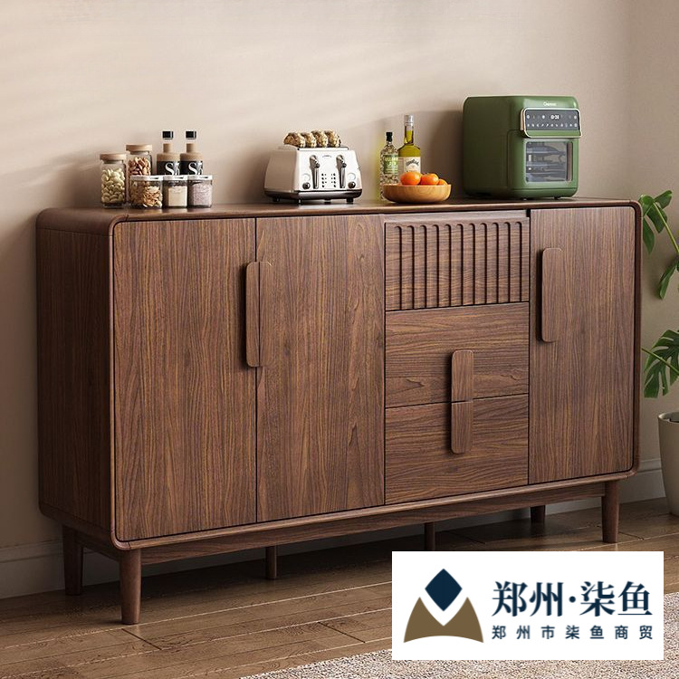 Solid Wood Sideboard New Chinese Style Restaurant Storage Cabinet Living Room Storage Wall Integrated Storage Rack