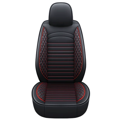 Wish Foreign Trade Car Seat Cushion, Universal for Five Seats, Leather All-Season Cushion, Full-Cover Seat Cover, Manufacturer Direct Shipping (Universal seat cover) - black-and-red-standard-edition