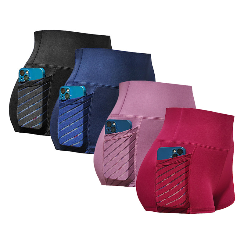 Black Three-point Sports Pants Tight Leggings Yoga Shorts Women's Stretch Peach Hip Running Fitness Pants