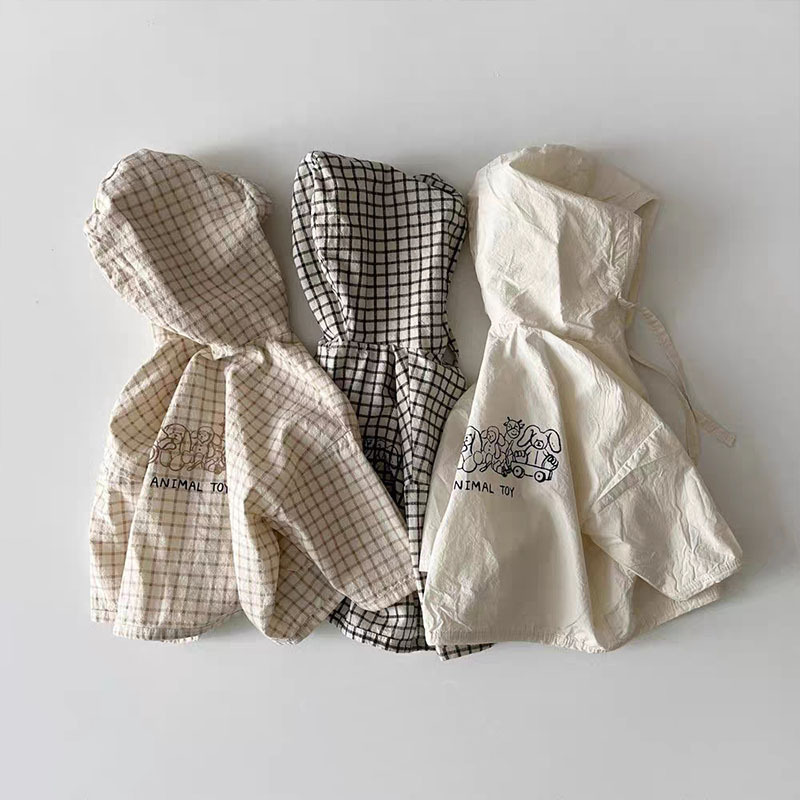 Estilo coreano INS de dibujos animados para niños a prueba de viento lindo abrigo cremallera con capucha estilo occidental de los niños abrigo de protección solar casual top