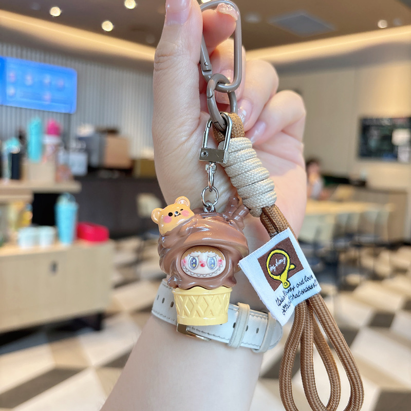 クロスボーダー樹脂コーン出っ歯ラブブかわいいキーホルダーラブブ人形バッグペンダント携帯電話小さなペンダントチェーン|undefined