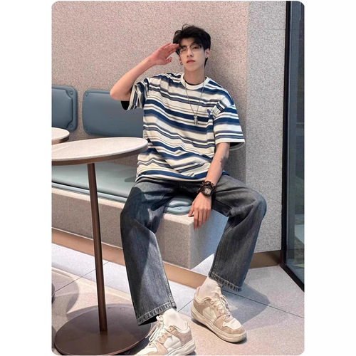 Hollywood-style unisex summer short-sleeve T-shirt 2025 Korean trend minimalistic loose casual streetwear brand top
