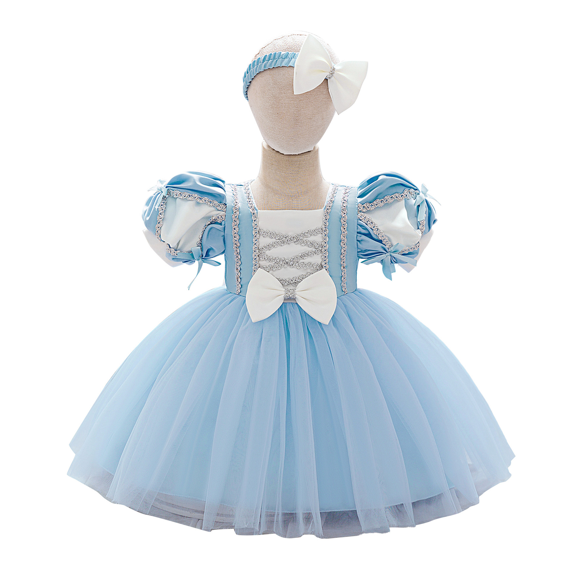 Blancanieves ropa de espectáculo para niños niñas linterna de tela de malla vestido de satin vestido de cumpleaños image 9