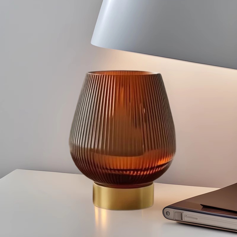 Lámpara de ambiente de lujo simple y ligera, luz romántica, luz de noche, lámpara de mesa de vidrio para dormitorio, batería inalámbrica LED