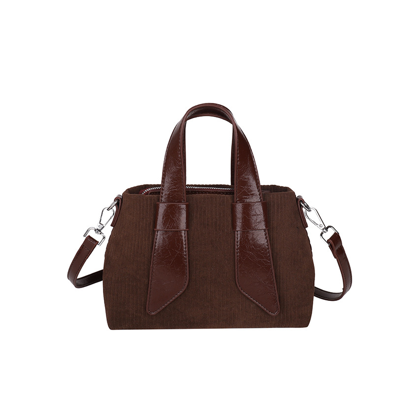 Bolso de terciopelo transfronterizo para mujer 2024 nuevo bolso de mujer de gran capacidad de pana de moda bolso de costura de color de contraste de moda