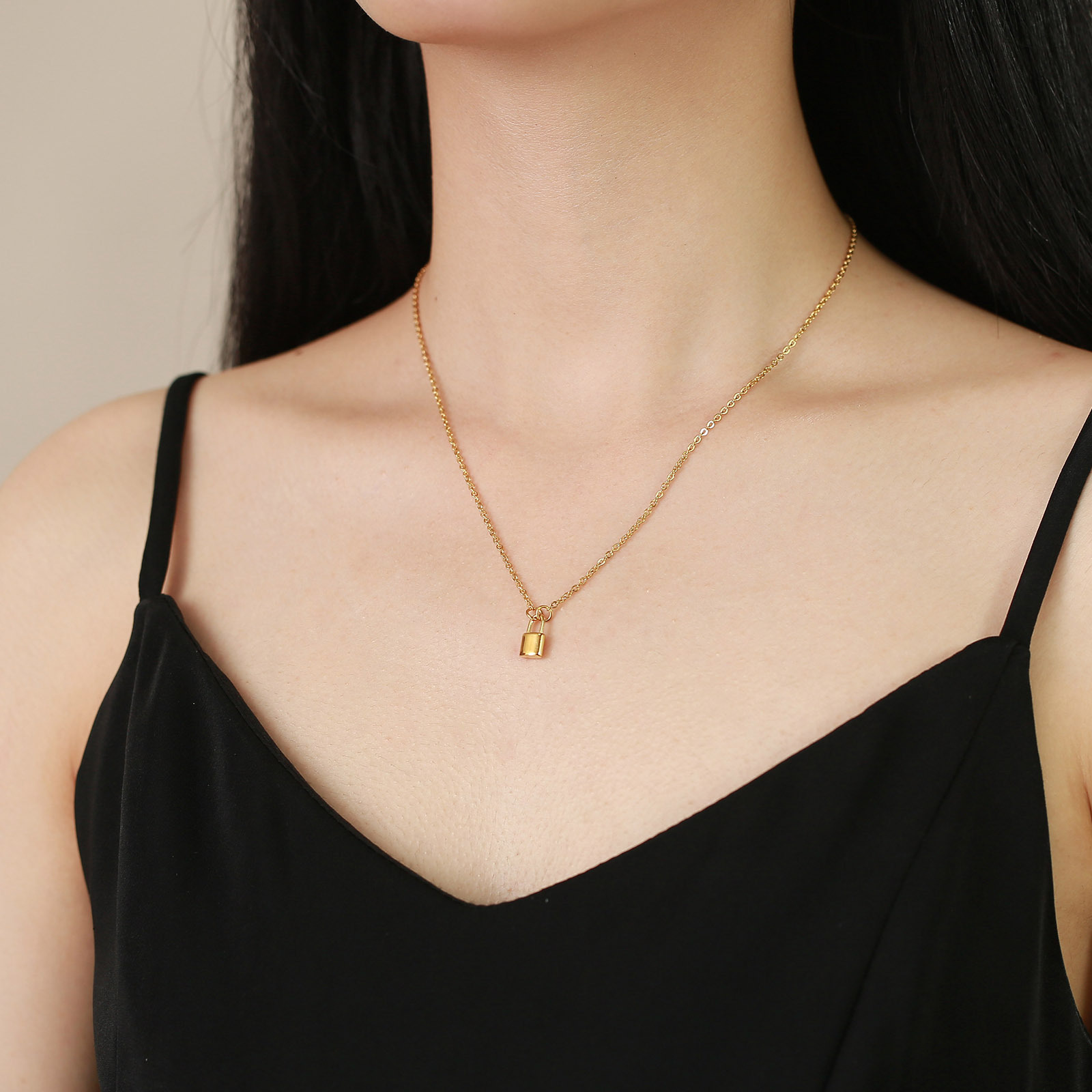 Simple Style Lock Stainless Steel Necklace Plating Stainless Steel Necklaces_colorza_5