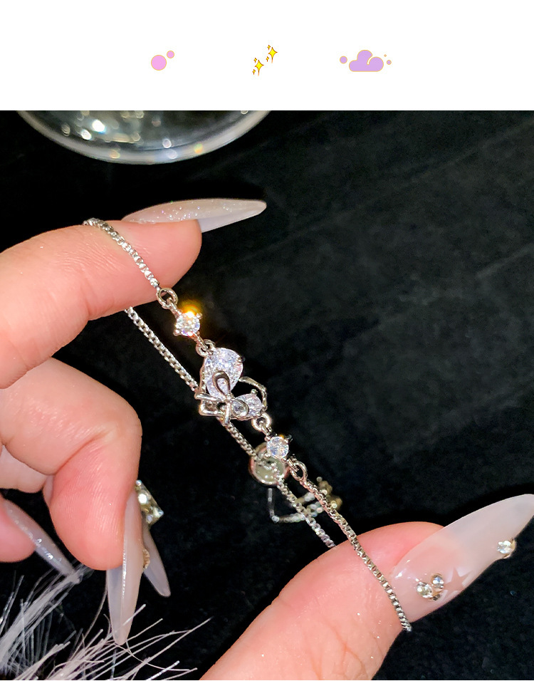 Wholesale of 2024 new asymmetrical diamond-encrusted heart-shaped bracelet for women, a fashionable, niche and high-end pull handle bracelet pic 29