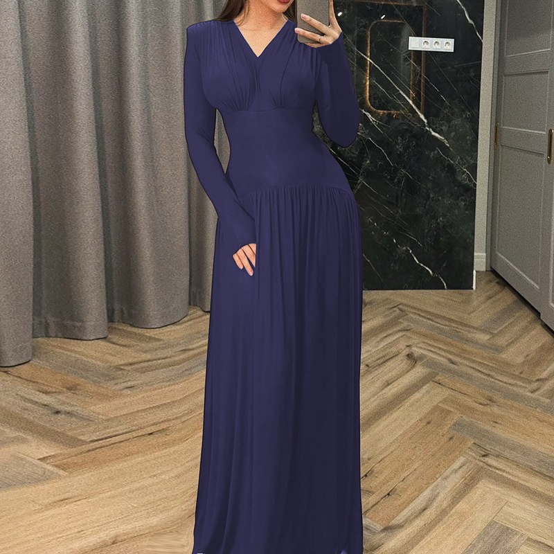 Hot-Selling Women's Fashion 2025 Summer New Fashionable Elegant Slim Waist Long Sleeve Dress Wholesale_ecoleips.com