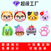 跨境现货批发PVC软胶卡通老虎头立体公仔学生趣味文具笔头笔帽