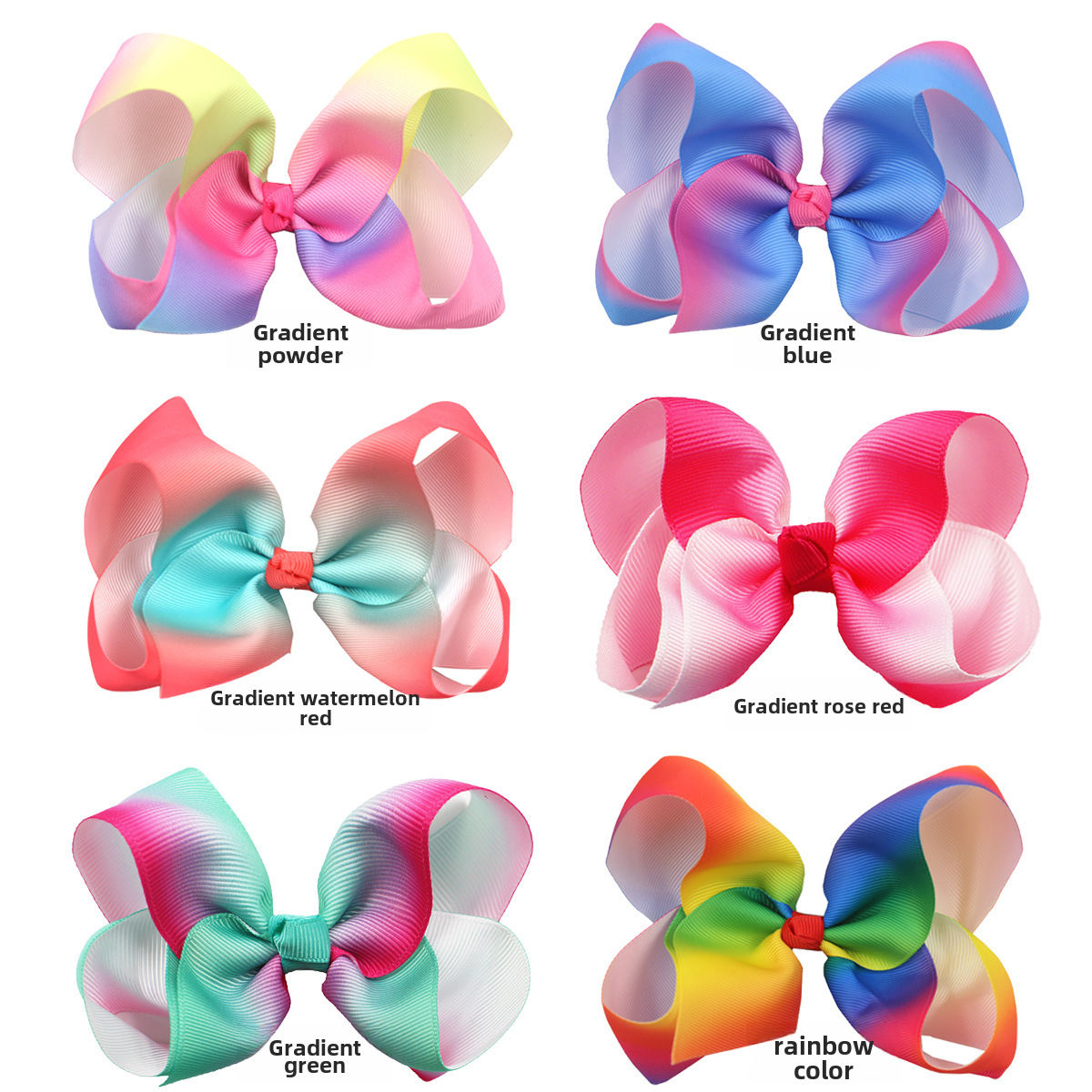 European and American children's jewelry 5inch bow hairpin gradient color rainbow bubble flower girl hairpin headdress hair accessories_voghion.com