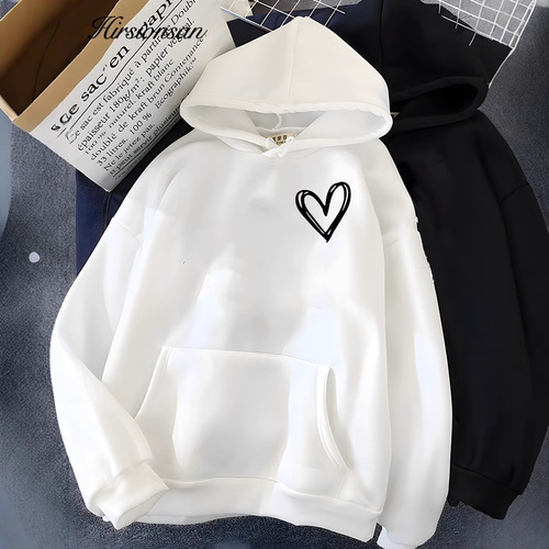 【Cross-Border Euro Code】Hirsionsan Simplic Heart Print Women's Sweatshirt