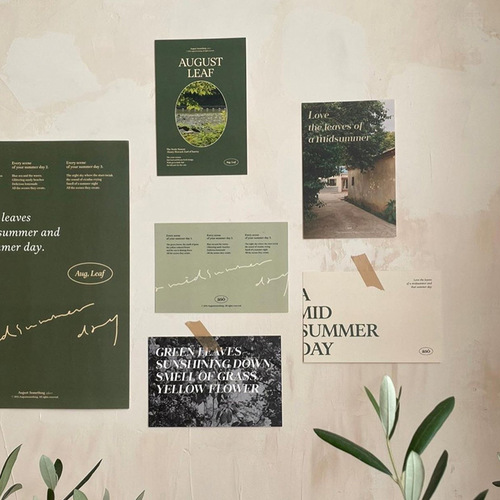 Green forest summer atmosphere Korean ins fresh French retro photo props ornaments poster painting core