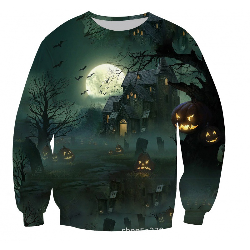 023 venta caliente transfronteriza, estampado en 3D, patrones exquisitos de Pascua, ropa cómoda, suéter de cuello redondo, moda