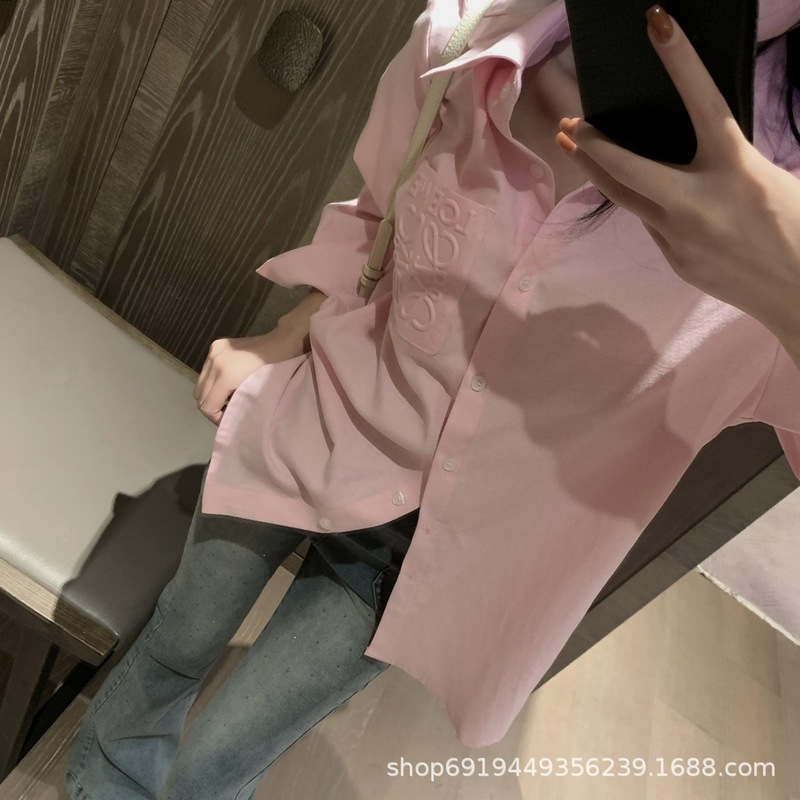 23早秋新款口袋压花logo徽章牛劲纺衬衣外套经典百搭显瘦 男女同|undefined