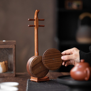 Guanlan Walnut Erhu Hexagonal Tea Coaster Tea Ceremony Accessories Anti-Scalding Insulation Pad Coffee Coaster Wooden Coaster