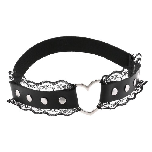 European and American non-mainstream trendy peach heart hole lace mesh lace leg ring leg belt personalized internet celebrity performance garter belt