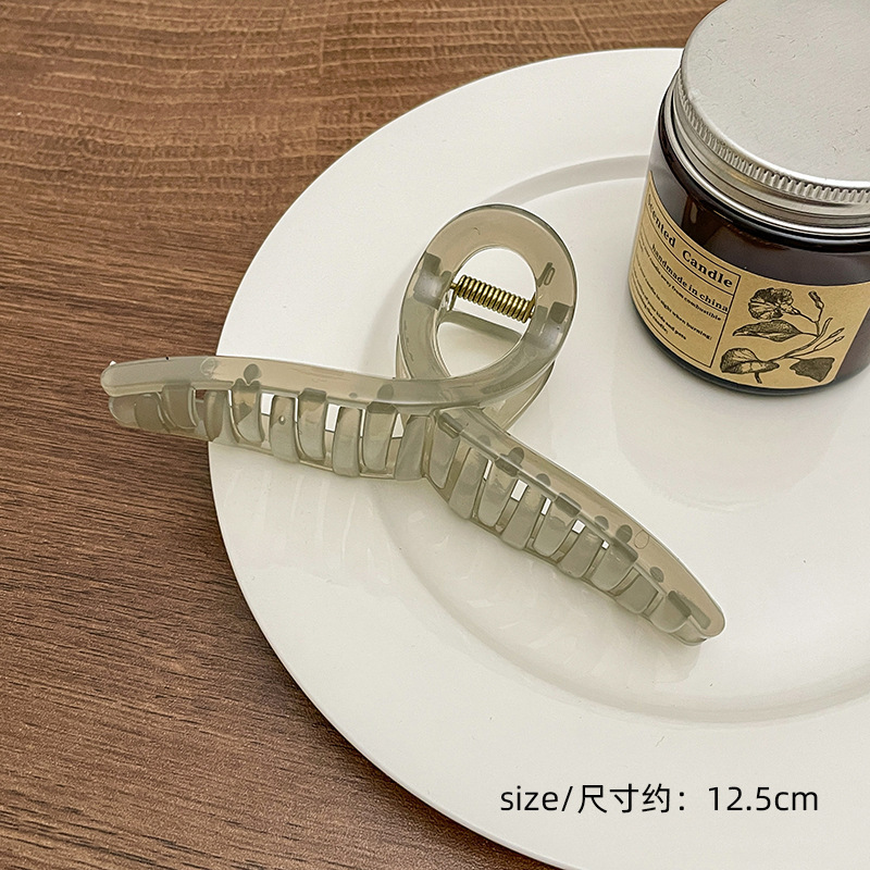 Milk Brown horquilla grande hacia atrás cabeza clip de pelo tocado de las mujeres principios de primavera de alto grado updo tiburón horquilla