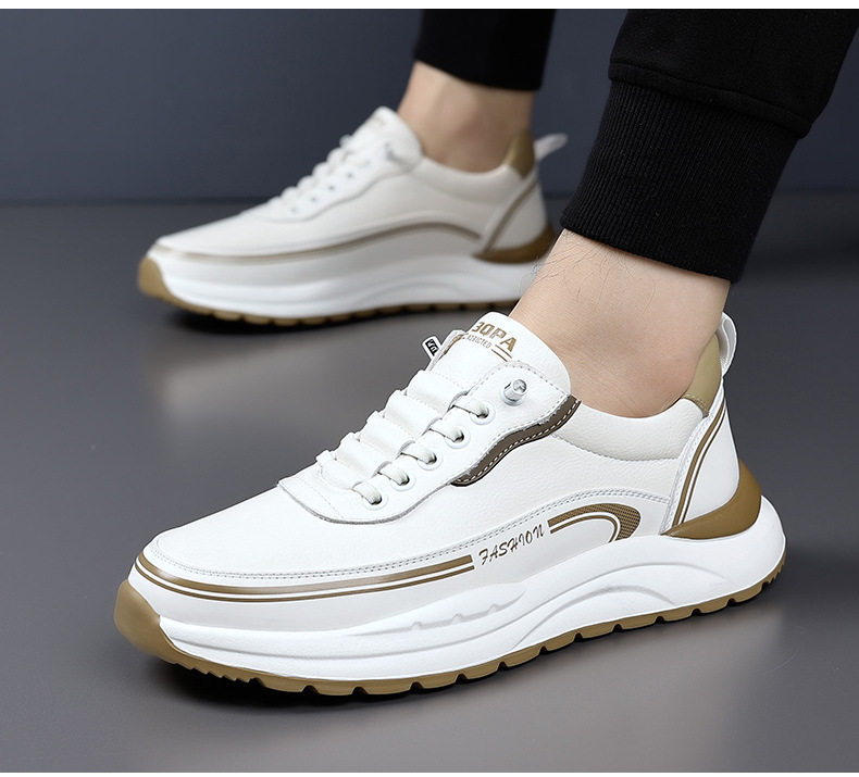 Giày thể thao nam sneaker cổ thấp đế dày gót 3–5 cm, mũi tròn, dây buộc, phối màu trắng đen kaki — H6892 màu kaki, H6892 màu trắng, H6892 màu đen chi tiết 18