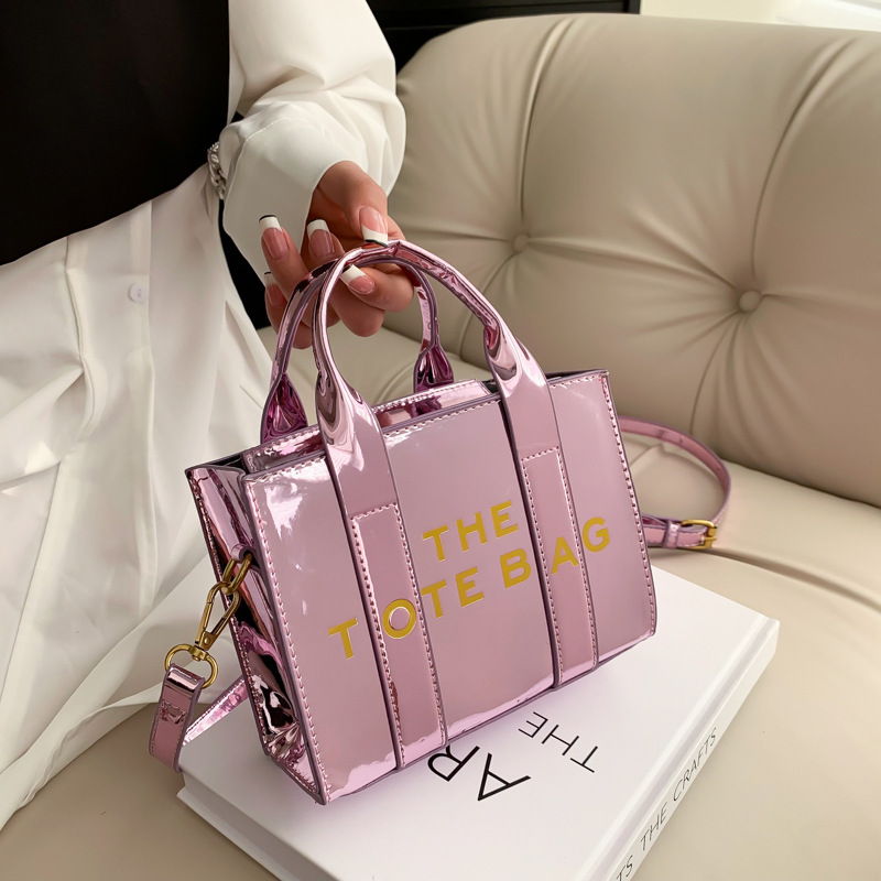 2023 bolsa transfronteriza Comercio exterior nuevo popular brillante pequeña bolsa de mano carta impresa bolso de hombro bolsa de mensajero