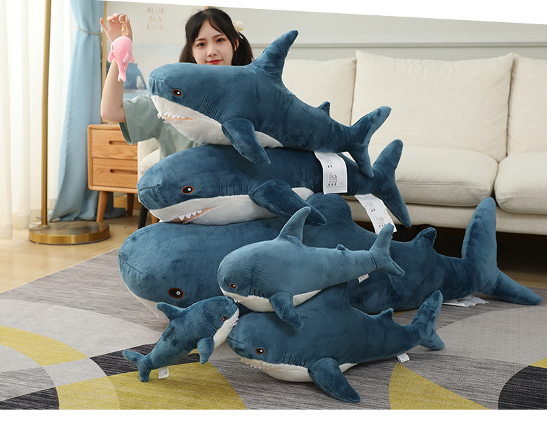 Ah Wu Shark Plush Pillow Toy, Realistic Large Shark Doll, Long Sleeping Leg-Cuddle Pillow, Birthday Gift for Women