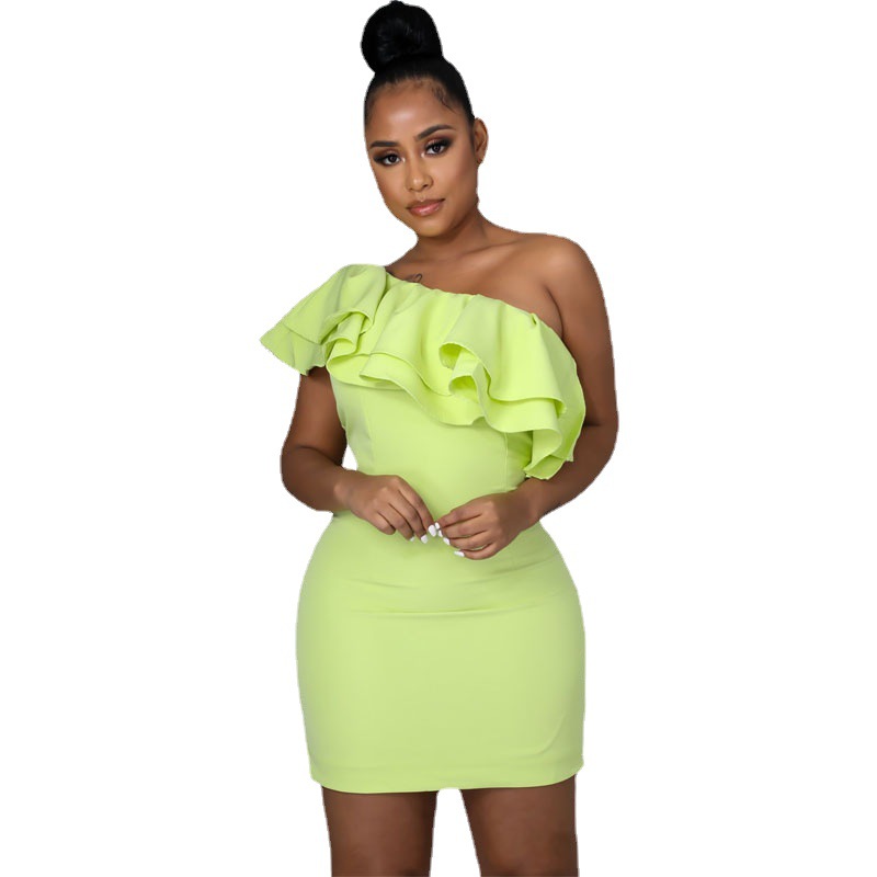 Falda midi de verano, color sólido, estilo europeo y americano, verde, que cubre el cuerpo, chal frontal, seda trenzada internacional, cintura alta, efecto adelgazante.