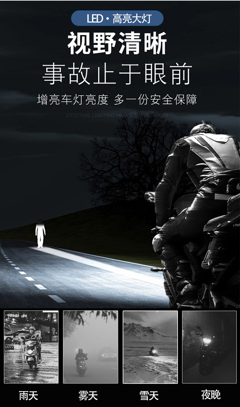 Motorcycle LED Spotlight "Little Cannon" Dual-Color Light 12-80V Electric Vehicle Headlight High-Brightness Integrated High-Low Beam Modified Light