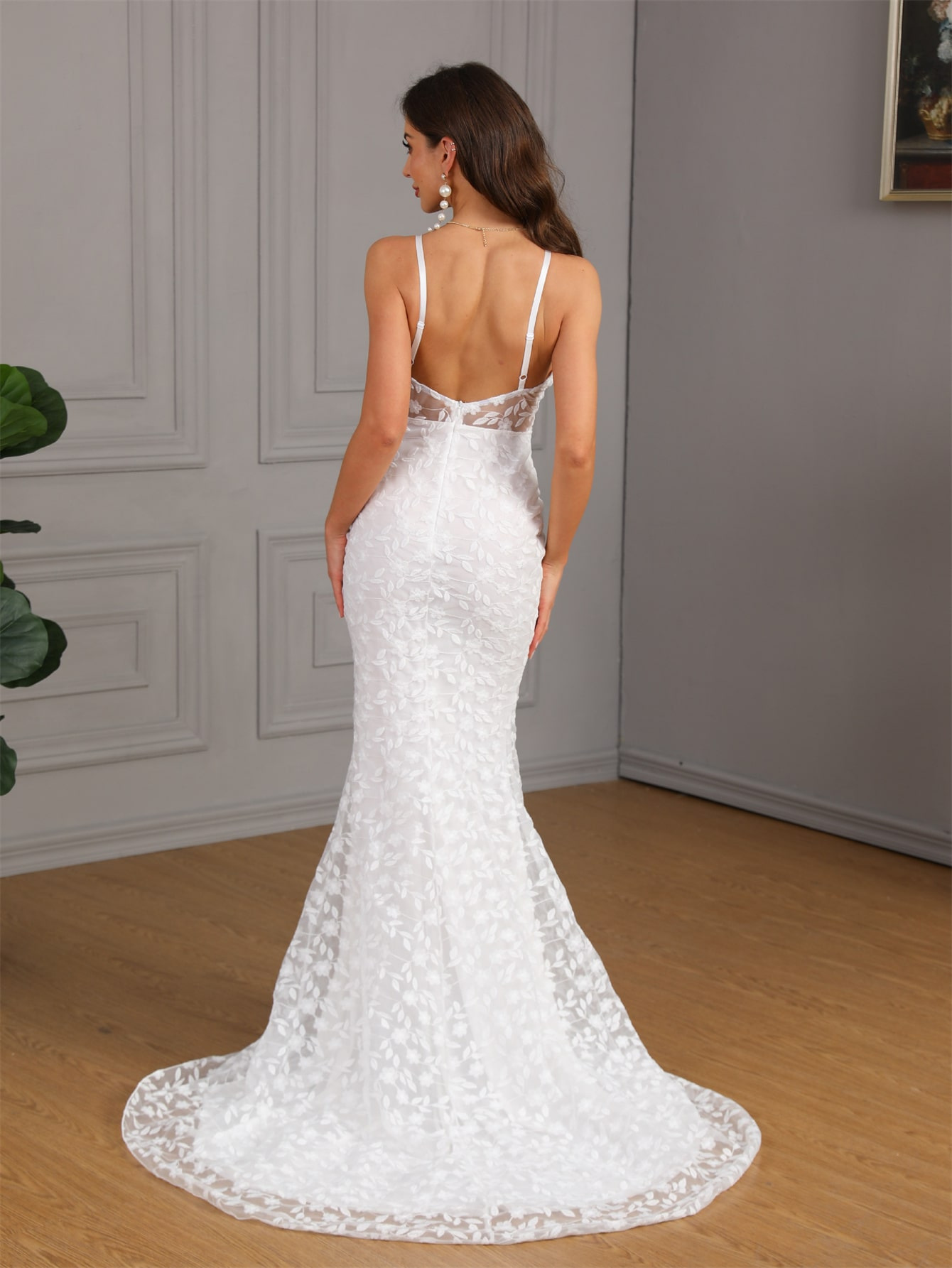 Comercio exterior europeo y americano nueva ropa de mujer Amazon sexy sin mangas colga de cola delgada vestido de boda vestido de boda