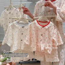 7A抗菌儿童家居服套装女童2025新夏季薄款睡衣七分袖空调服两件套