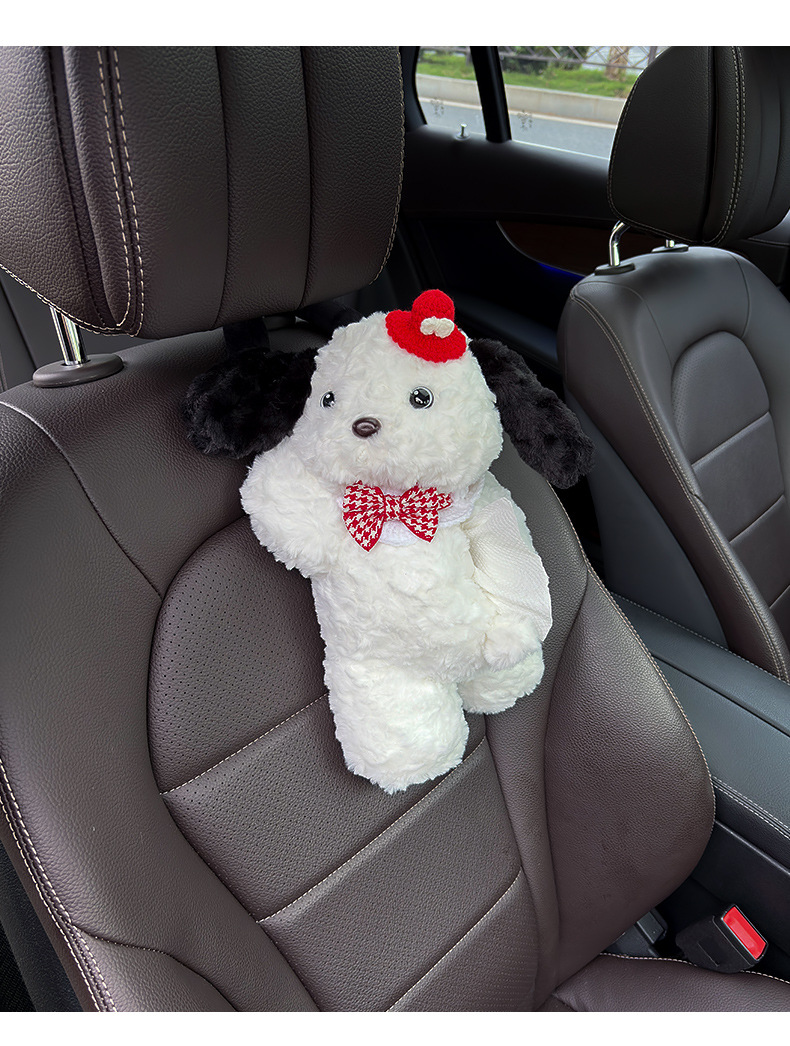 Cartoon Bear Car Tissue Box Hanging Car Cute High-End Plush Doll Female Car Seat Back Paper Box